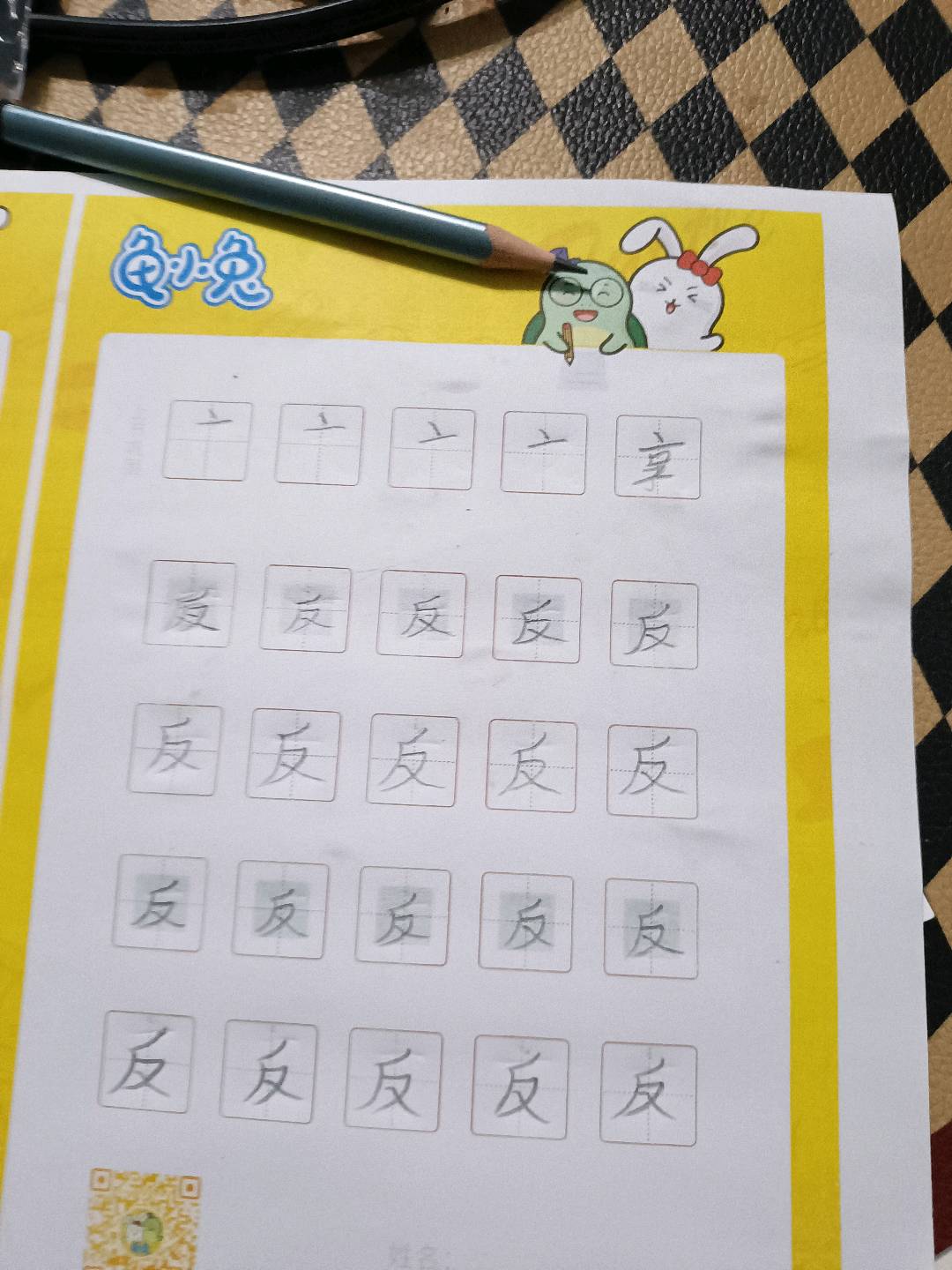 龟小兔写字优秀作品展示：胡家翔/二年级/练字1天