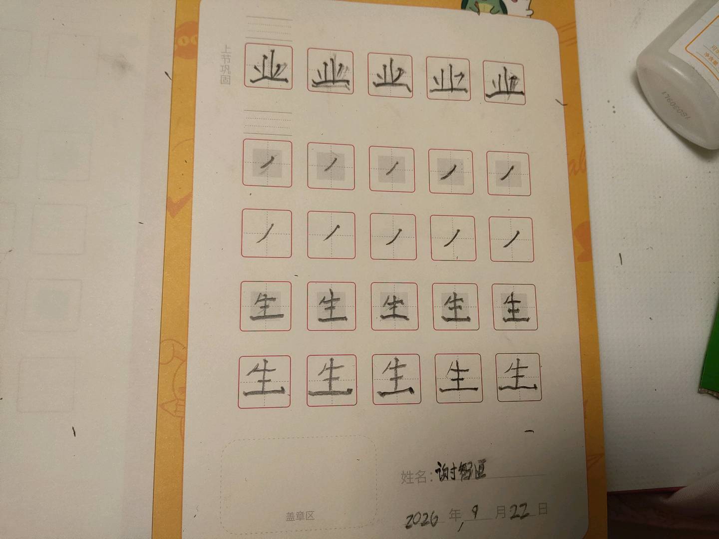 龟小兔写字优秀作品展示：w五仁/一年级/练字1天