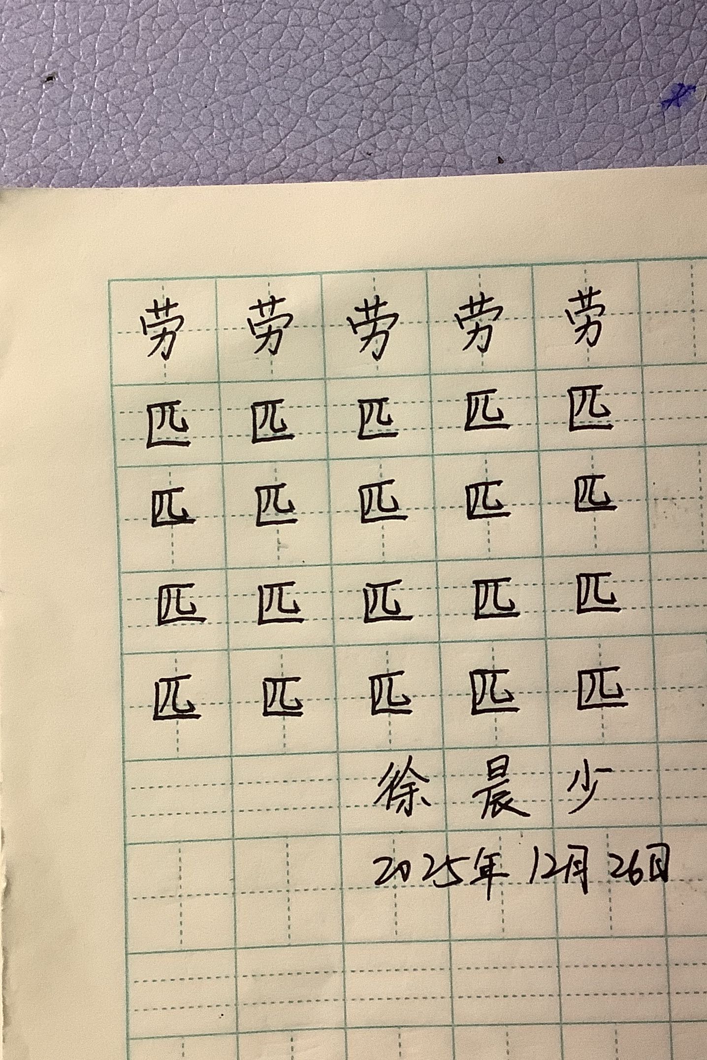 龟小兔写字优秀作品展示：孙漫漫/二年级/练字1天